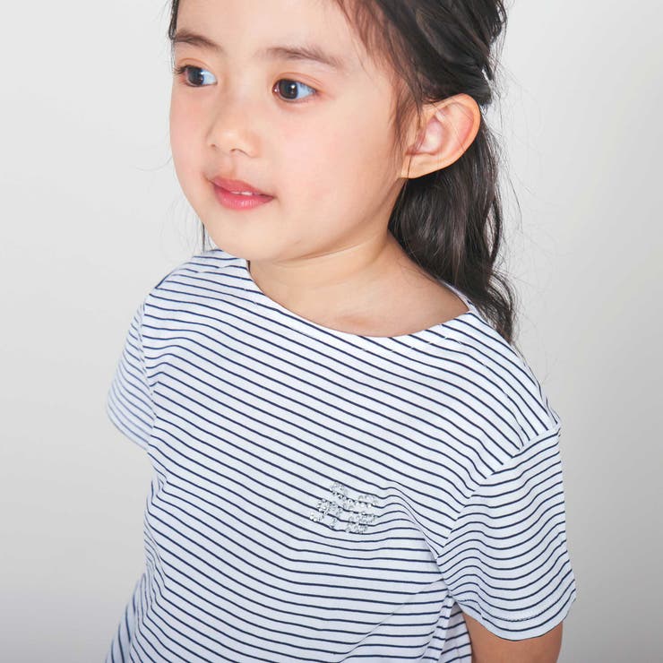 【日本製】【お揃い】リボンラインストーンの半袖Tシャツ(90~140cm) | Tartine et Chocolat | 詳細画像4 
