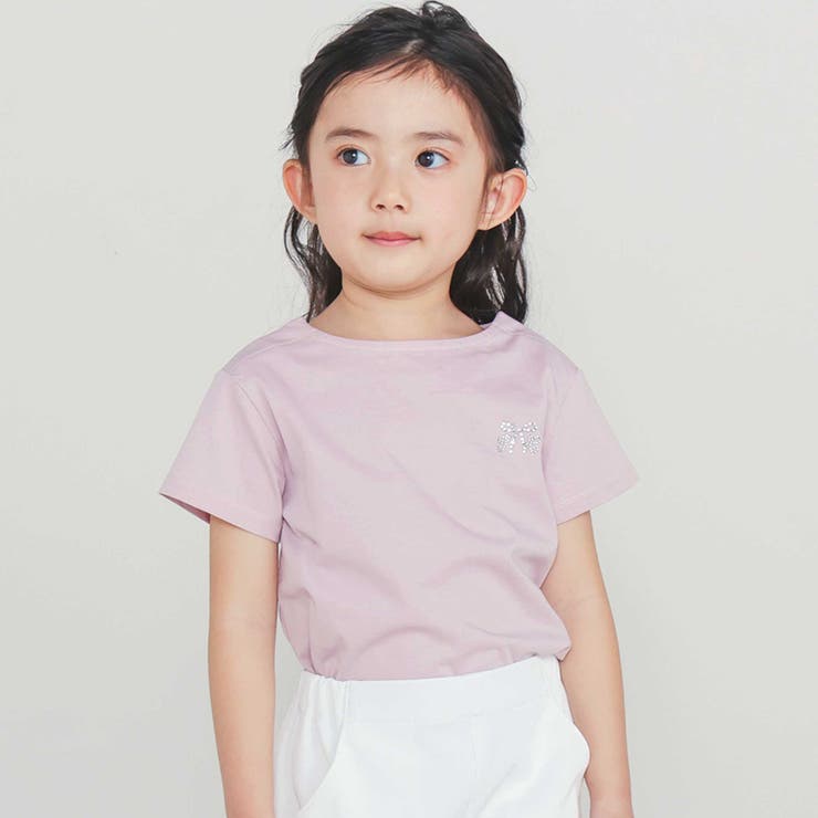 【日本製】【お揃い】リボンラインストーンの半袖Tシャツ(90~140cm) | Tartine et Chocolat | 詳細画像7 