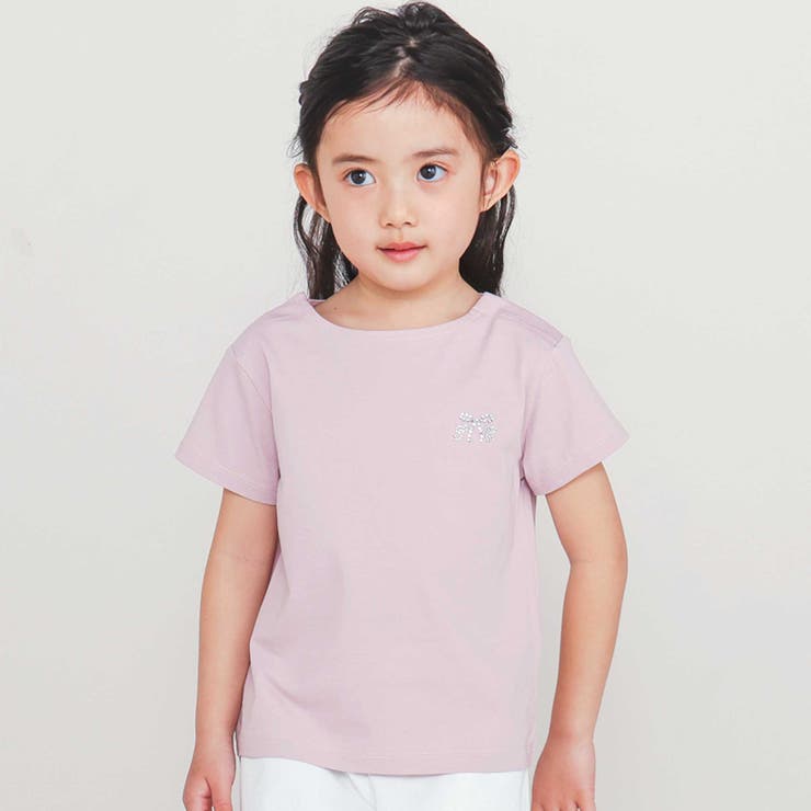 ピンク | 【日本製】【お揃い】リボンラインストーンの半袖Tシャツ(90~140cm) | Tartine et Chocolat