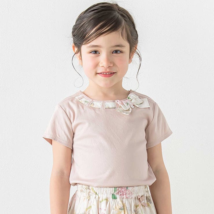 ピンク | 【お揃い】リバティリボン半袖Tシャツ(100~140cm) | Tartine et Chocolat