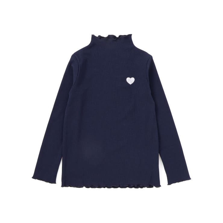 ネイビー | テレコハートワッペン刺しゅうTシャツ(100~140cm) | Tartine et Chocolat