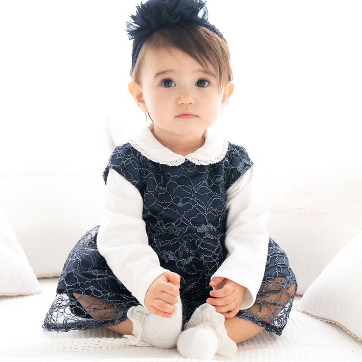 ネイビー | 【日本製】ラメコードレースワンピース(70~90cm) | fillot de bébé réduction