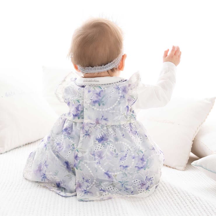 【お揃い】オーガンジー花柄プリントワンピース＆スムースブルマセット(70~90c… | fillot de bébé réduction | 詳細画像6 