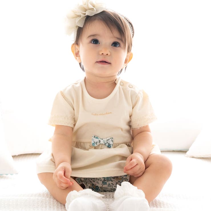 BABYL - BABYL Tシャツ セット お揃い】ギンガムチェック付け襟Tシャツ+パンツセット(80~130cm