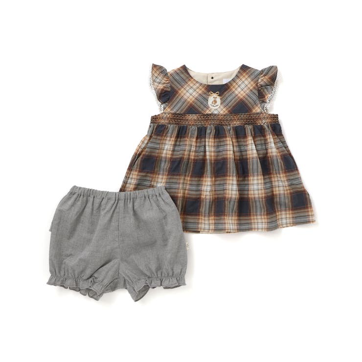 【お揃い/オーガニック】チェックチュニック＆ブルマセット(70~90cm) | fillot de bébé réduction | 詳細画像5 