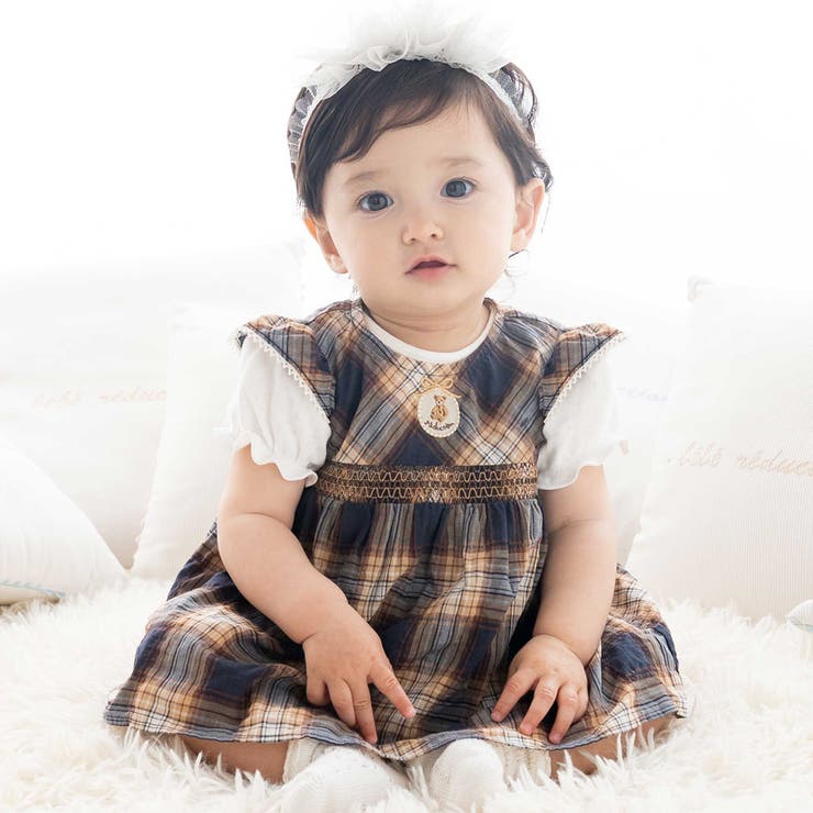 ネイビー系 | 【お揃い/オーガニック】チェックチュニック＆ブルマセット(70~90cm) | fillot de bébé réduction