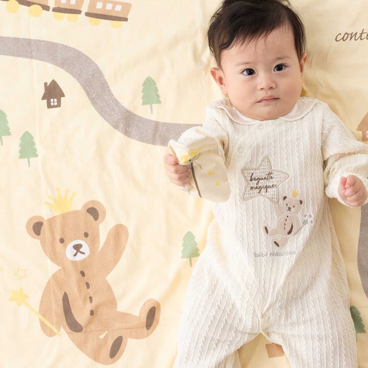 くまのルウちゃんプリントおくるみ＆カシャカシャセット | fillot de bébé réduction | 詳細画像2 