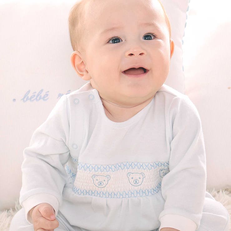 【日本製】スモッキングカバーオール＆ベスト＆スタイセット(70~80cm) | fillot de bébé réduction | 詳細画像5 