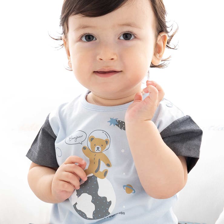 天竺半袖Tシャツ&ダンガリーパンツセット(70~90cm) | fillot de bébé réduction | 詳細画像3 