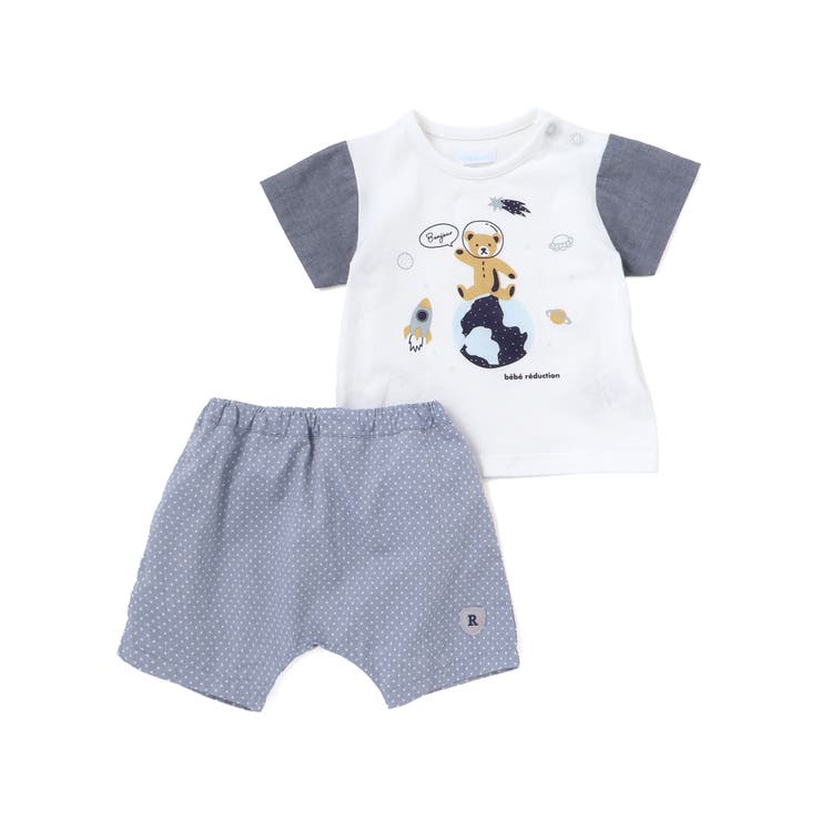 天竺半袖Tシャツ&ダンガリーパンツセット(70~90cm) | fillot de bébé réduction | 詳細画像9 