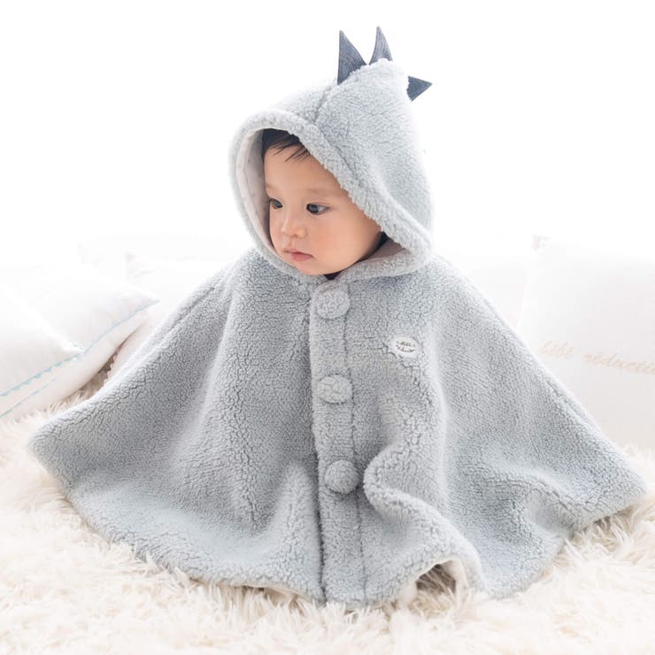 グリーン | モコモコミミ付フリースマント(50~90cm) | fillot de bébé réduction