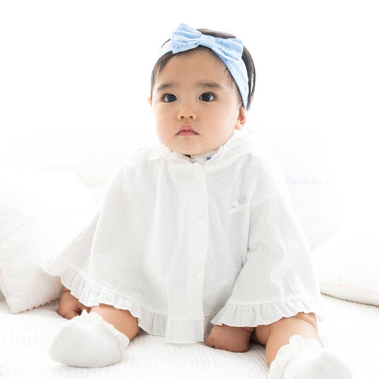 ホワイト | 【 UVカット 】フード付きブライト天竺フリルマント(60~90cm) | fillot de bébé réduction