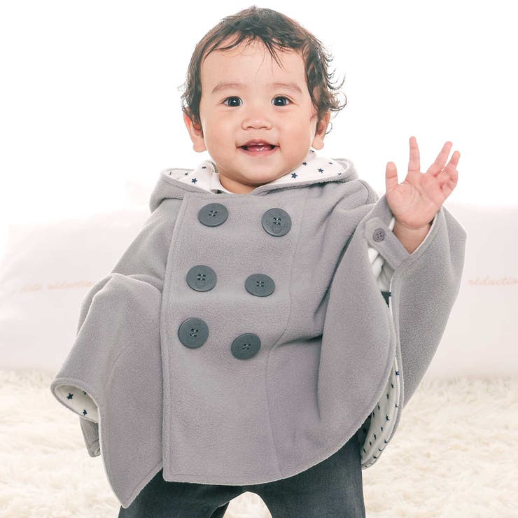 グレー | フード付きPコート風フリースマント(50~90cm) | fillot de bébé réduction