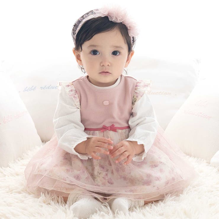 ピンク系 | 【お揃い】テレコフェイスチュールチュニック(70~90cm) | fillot de bébé réduction