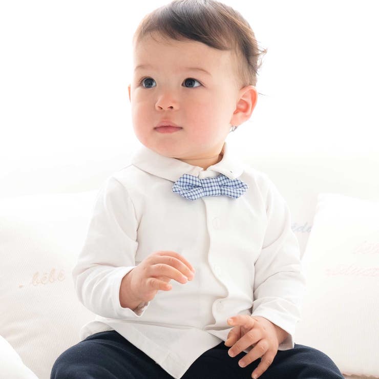 ホワイト | 天竺蝶ネクタイTシャツ(70~90cm) | fillot de bébé réduction