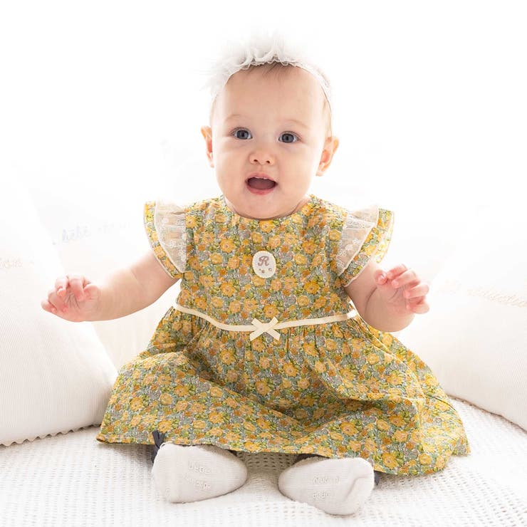 イエロー系 | 【お揃い】リバティプリント花柄チュニック(70~90cm) | fillot de bébé réduction
