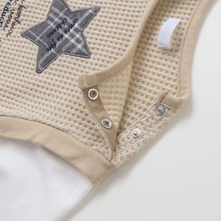 【お揃い】ワッフル重ね着風星パッチワークトレーナー(70~90cm) | fillot de bébé réduction | 詳細画像8