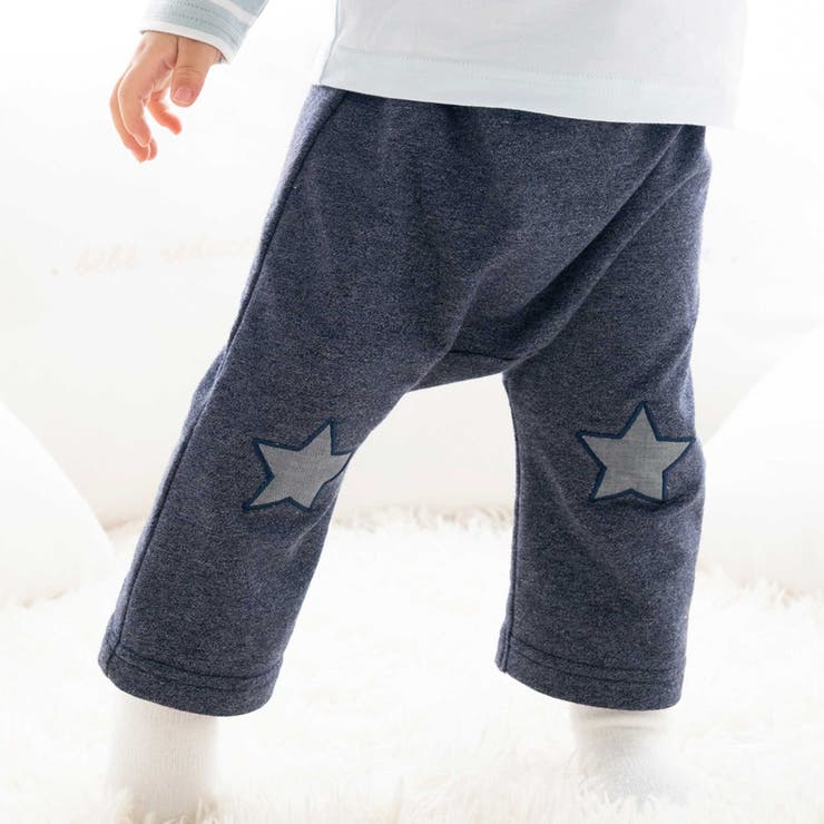 ネイビー | 【お揃い】ボーダー星パッチインレイロングパンツ(70~90cm) | fillot de bébé réduction