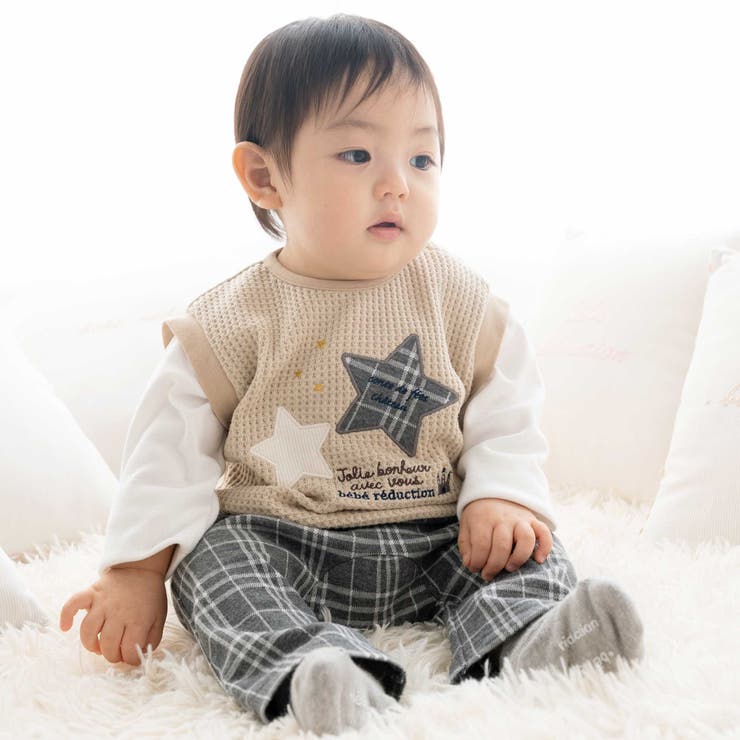 チェック柄ジャガードロングパンツ(70~90cm) | fillot de bébé réduction | 詳細画像3 