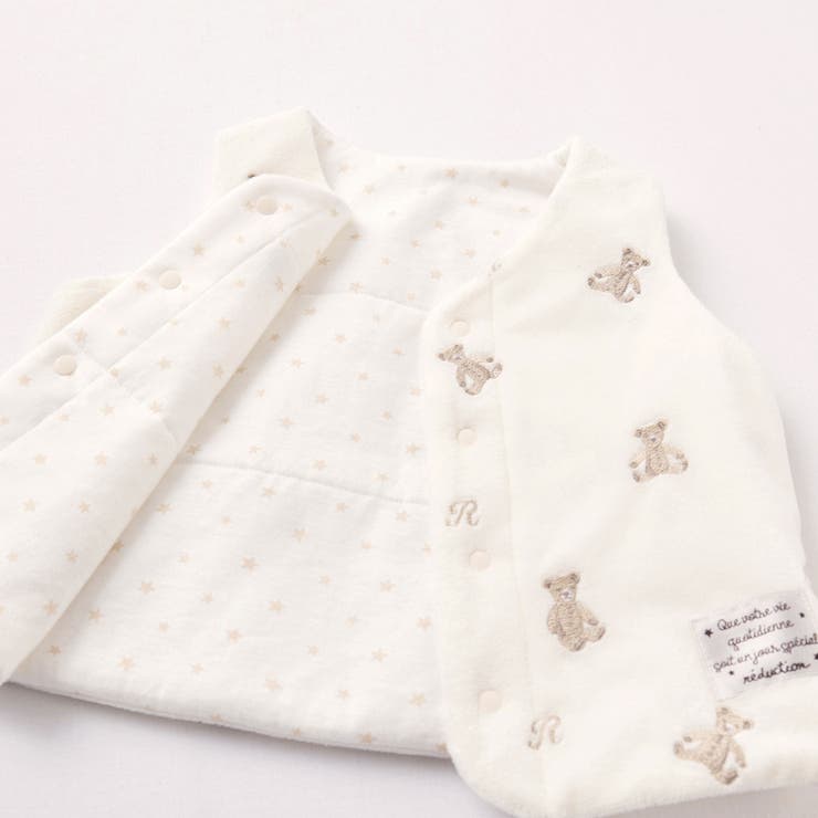マイクロフリースクマ刺しゅうリバーシブルベスト (60~90cm) | fillot de bébé réduction | 詳細画像7 