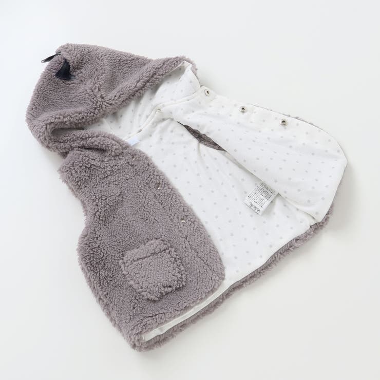 【お揃い】モコモコ耳付きフードフリースベスト(60~90cm) | fillot de bébé réduction | 詳細画像25 