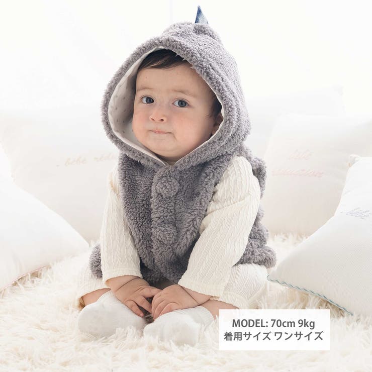 【お揃い】モコモコ耳付きフードフリースベスト(60~90cm) | fillot de bébé réduction | 詳細画像4 