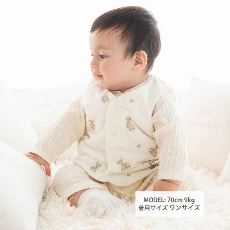 【お揃い】マイクロフリースクマ刺しゅうベスト(60~90cm) | fillot de bébé réduction | 詳細画像3 