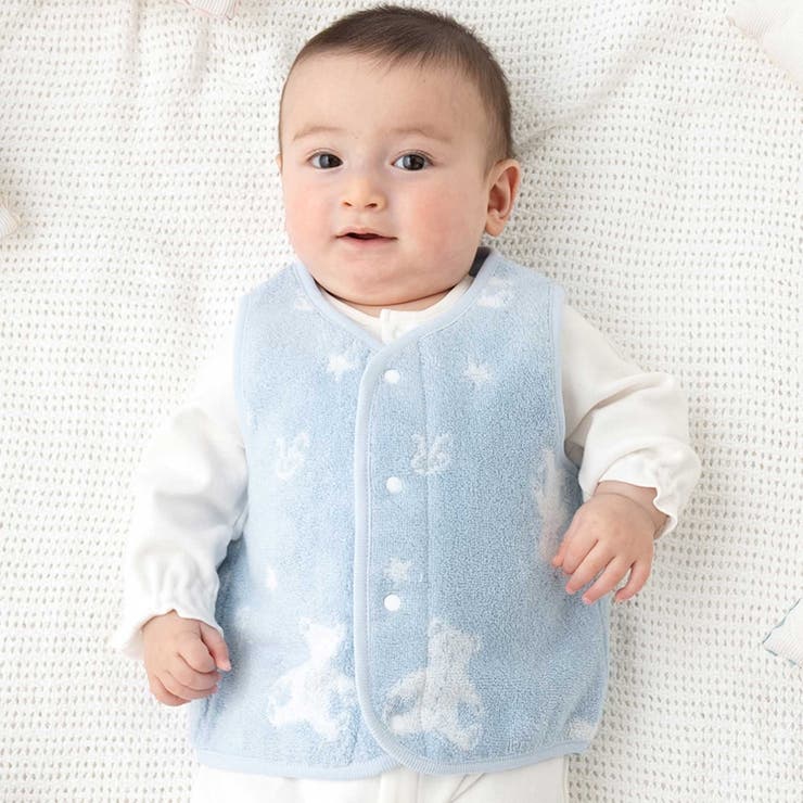 ブルー系 | 【お揃い】パイルクマジャガードベスト(60~80cm) | fillot de bébé réduction