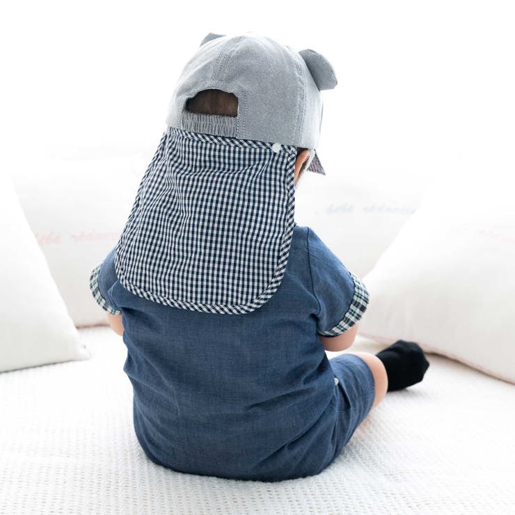 【 UVカット 】オックスくま耳日よけ付きキャップ(44~50cm) | fillot de bébé réduction | 詳細画像4 