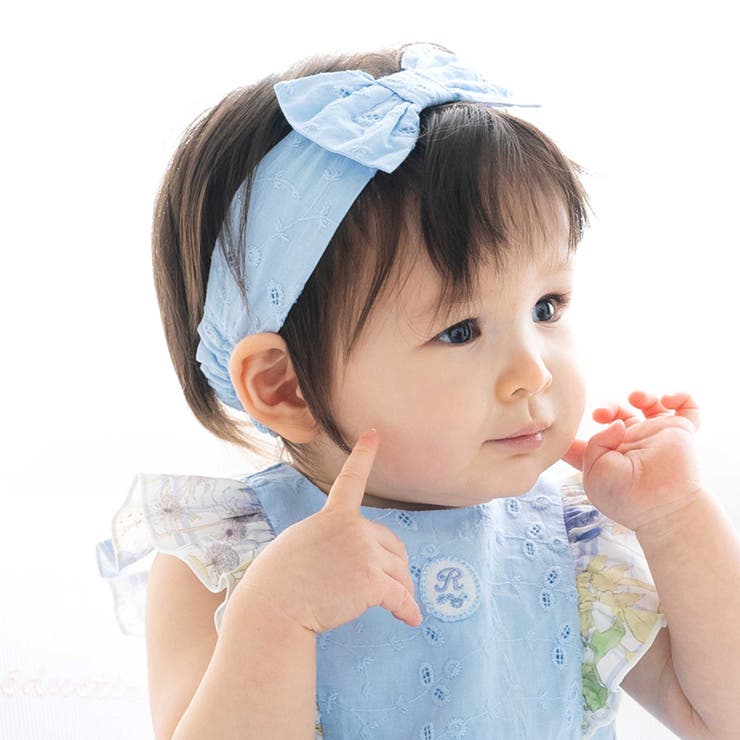 ブルー | レースリボンヘアーバンド | fillot de bébé réduction