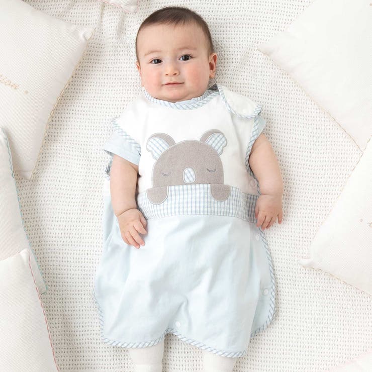 ブルー | 天竺コアラパッチスリーパー(50~90cm) | fillot de bébé réduction