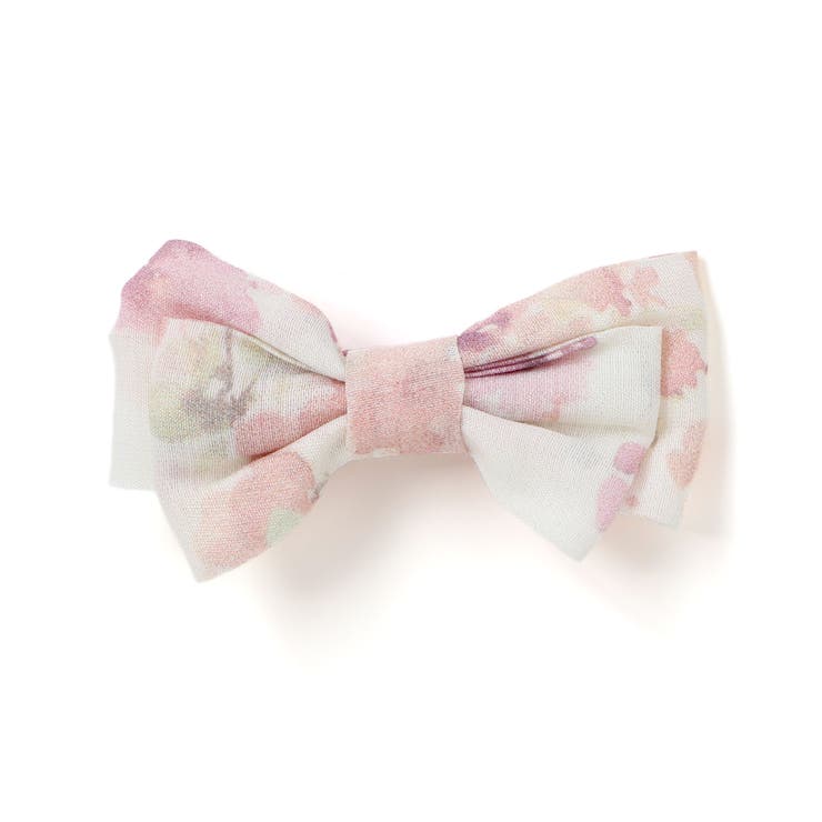 ピンク系 | 花柄シフォンリボンヘアクリップ | fillot de bébé réduction