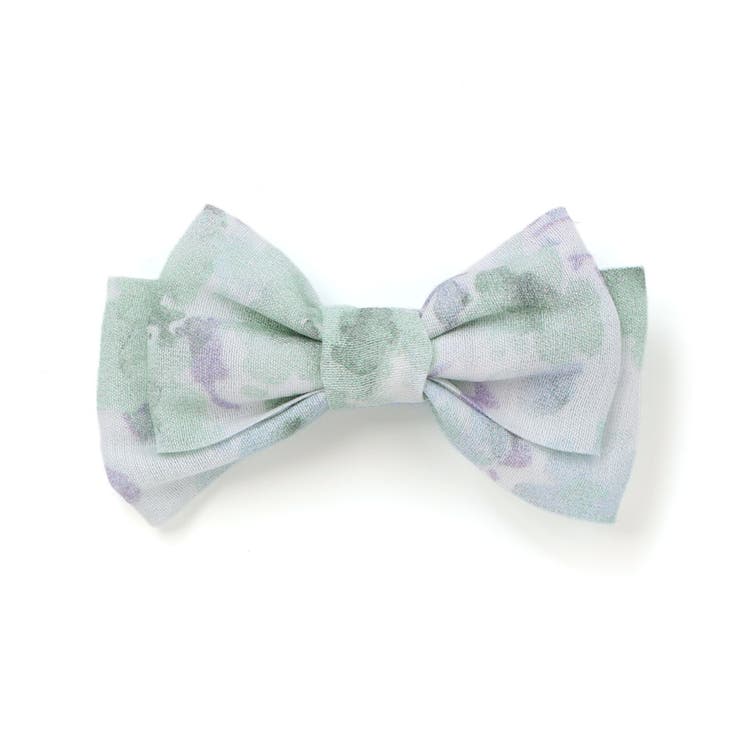 ブルー系 | 花柄シフォンリボンヘアクリップ | fillot de bébé réduction