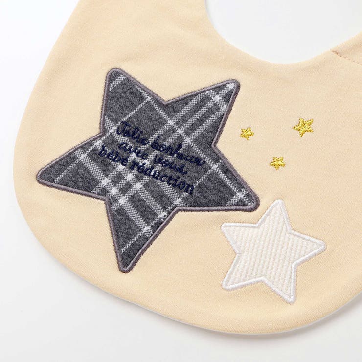 【お揃い】チェック柄ジャガード星パッチワークスタイ | fillot de bébé réduction | 詳細画像5 