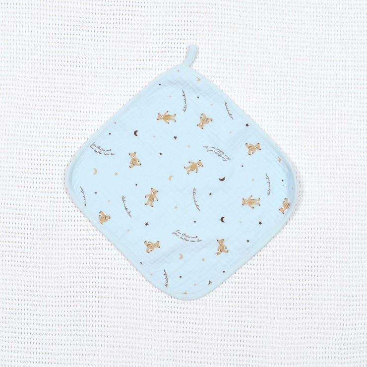 ブルー系 | ガーゼクマプリントハンドタオル | fillot de bébé réduction