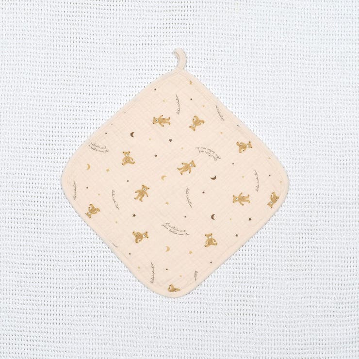 ベージュ系 | ガーゼクマプリントハンドタオル | fillot de bébé réduction