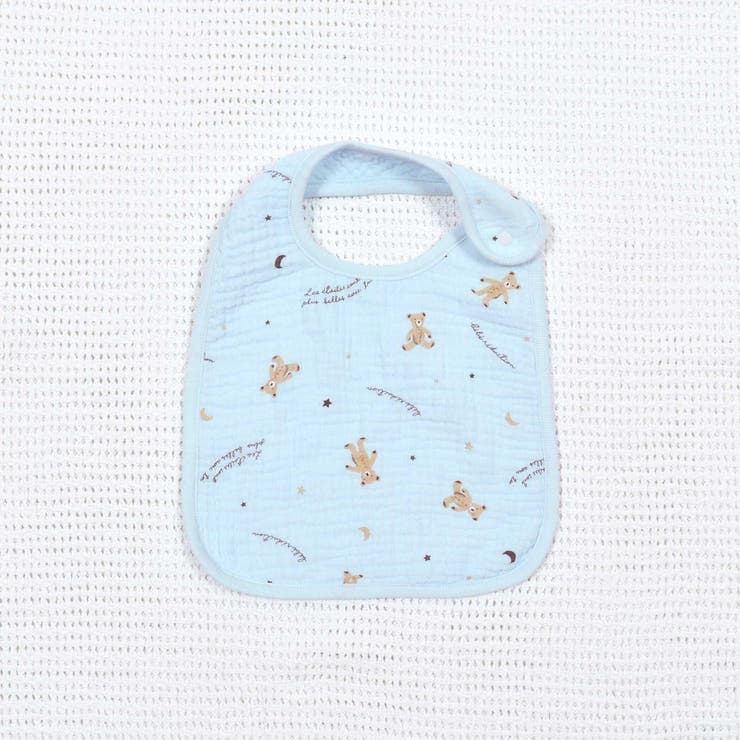 ブルー系 | ガーゼクマプリントスタイ | fillot de bébé réduction