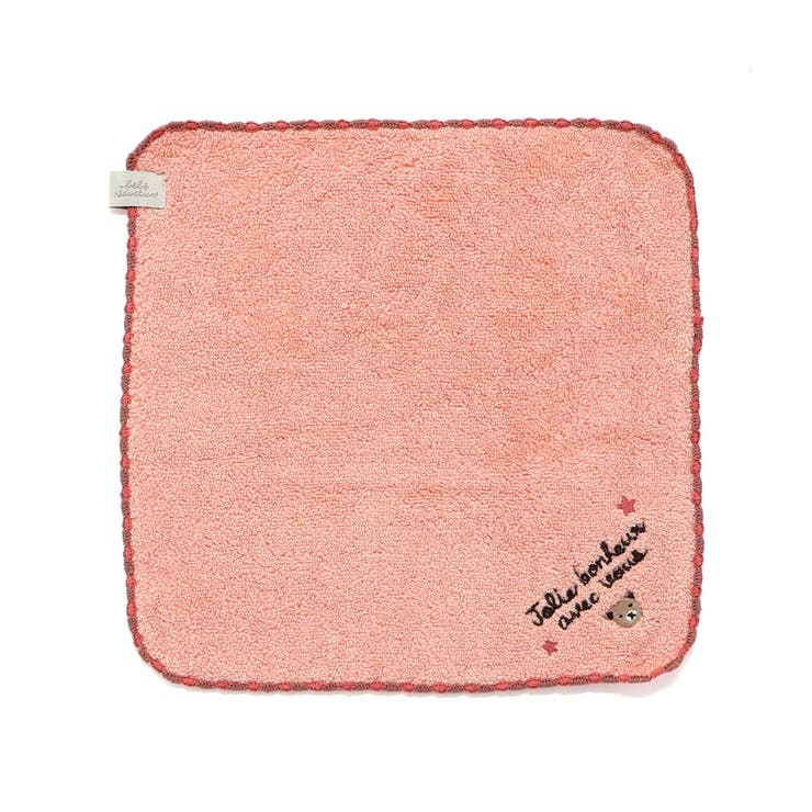 ピンク | ルウちゃん刺しゅうパイルハンカチ | fillot de bébé réduction