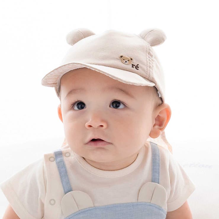 【 UVカット 】オックスくま耳日よけ付きキャップ(44~50cm) | fillot de bébé réduction | 詳細画像1 