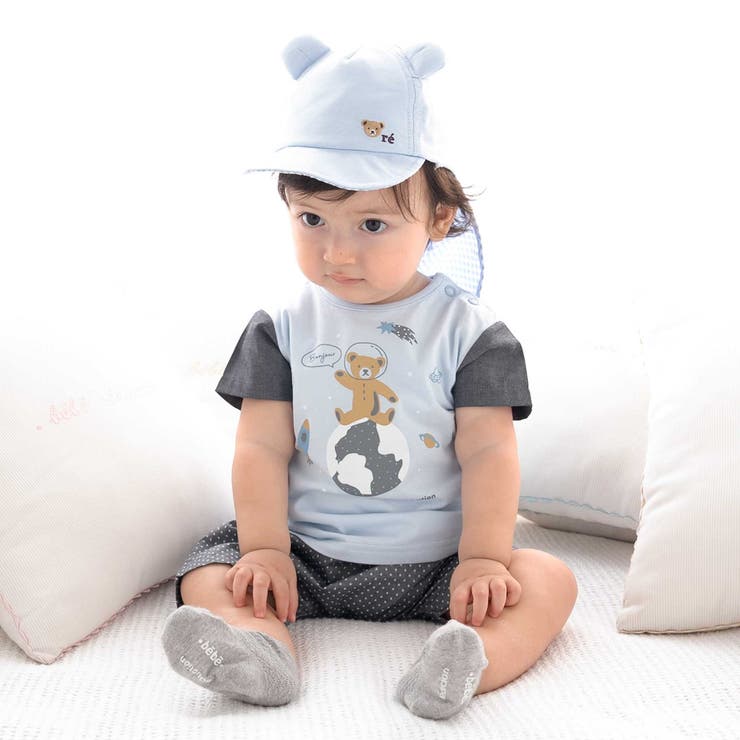 【 UVカット 】オックスくま耳日よけ付きキャップ(44~50cm) | fillot de bébé réduction | 詳細画像3 