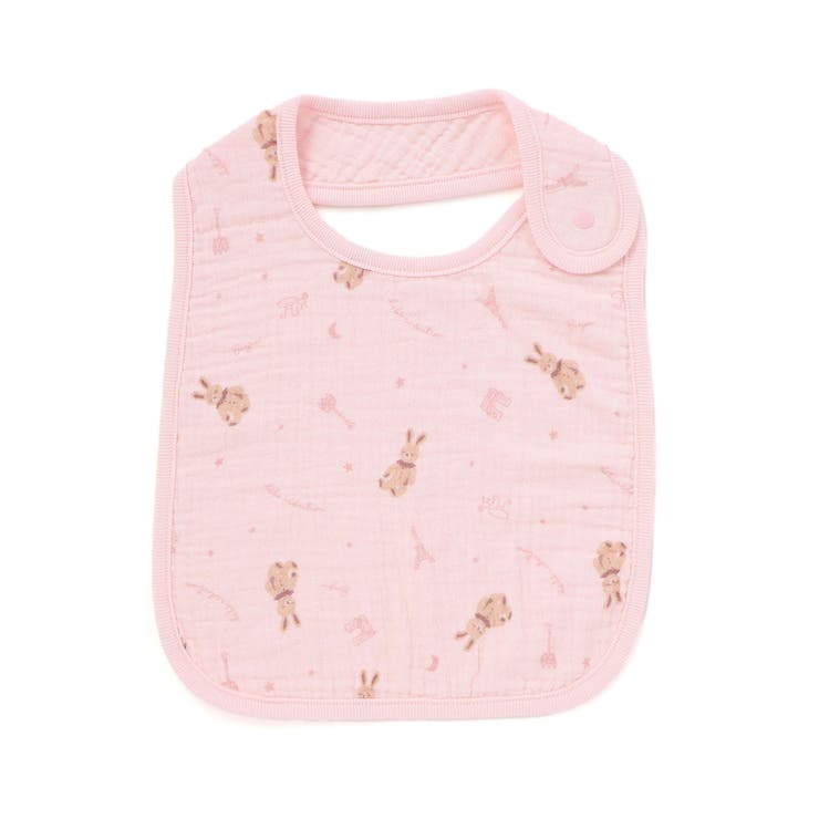 ピンク系 | 【お揃い】ガーゼアニマルプリントスタイ | fillot de bébé réduction