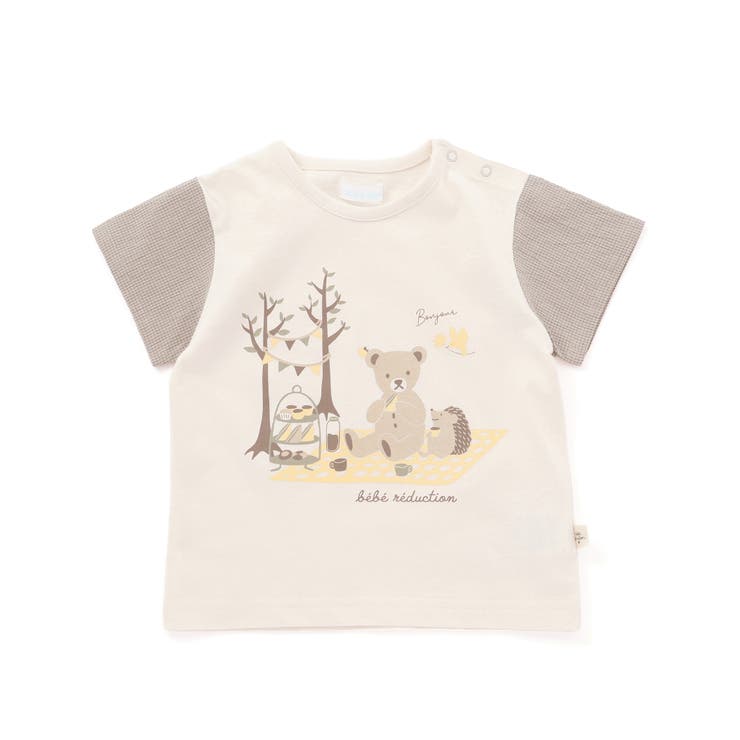 オーガニックコットンクマチェック半袖Tシャツ(70~90cm) | fillot de bébé réduction | 詳細画像4 