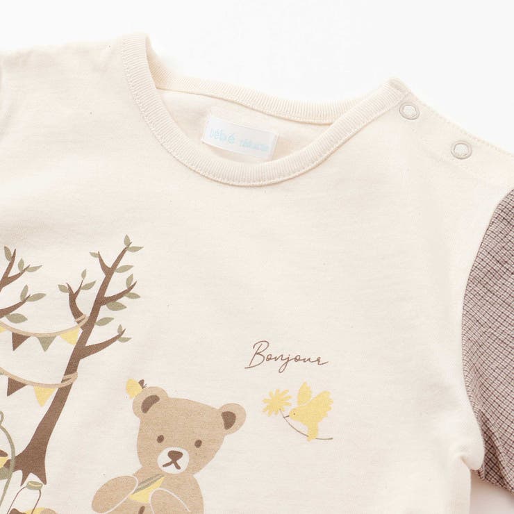 オーガニックコットンクマチェック半袖Tシャツ(70~90cm) | fillot de bébé réduction | 詳細画像6 