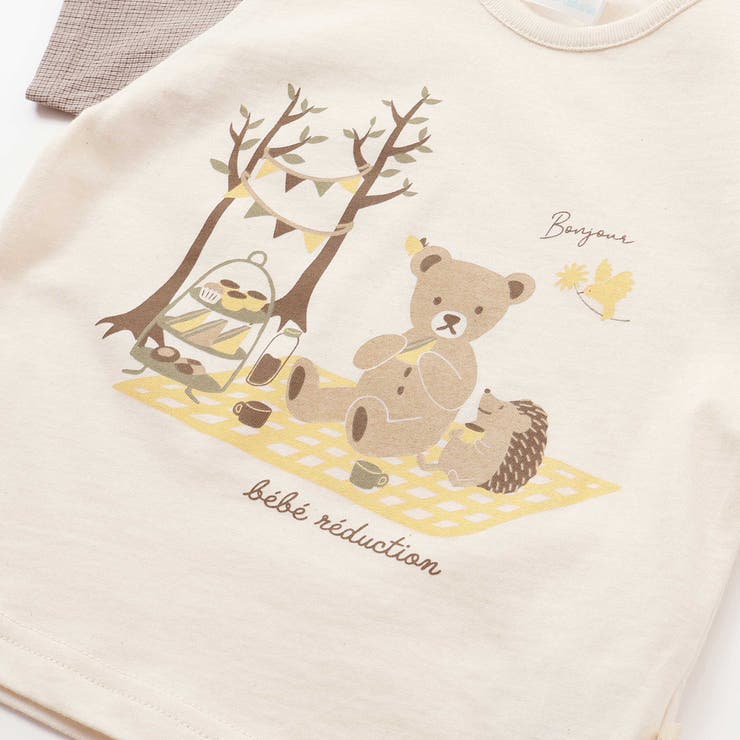 オーガニックコットンクマチェック半袖Tシャツ(70~90cm) | fillot de bébé réduction | 詳細画像8 