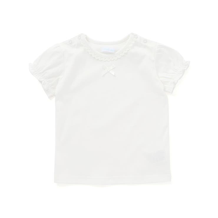 ホワイト | 天竺パフスリープ半袖Tシャツ(70~90cm) | fillot de bébé réduction