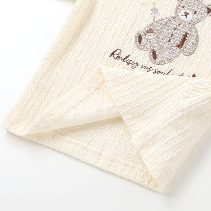 【お揃い】ケーブルニットクマパッチ長袖Tシャツ(70~90cm) | fillot de bébé réduction | 詳細画像12 