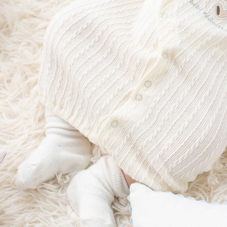 【お揃い】ケーブルニットクマパッチ長袖Tシャツ(70~90cm) | fillot de bébé réduction | 詳細画像3 