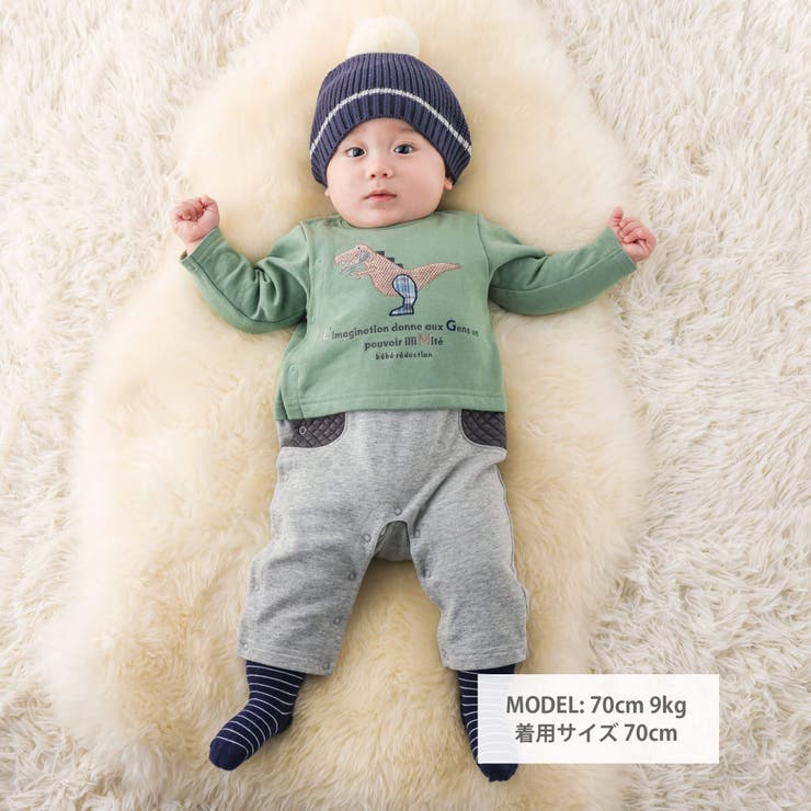 裏毛恐竜パッチカバーオール(70~80cm) | fillot de bébé réduction | 詳細画像3 