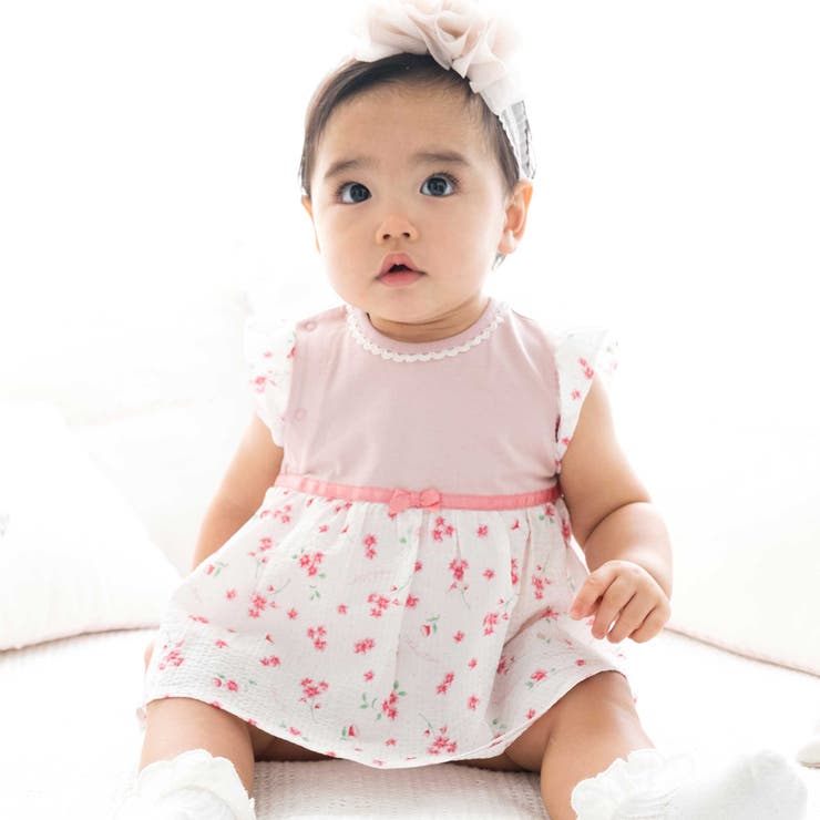 ピンク系 | 花柄リップルスカートボディミニ(70~80cm) | fillot de bébé réduction