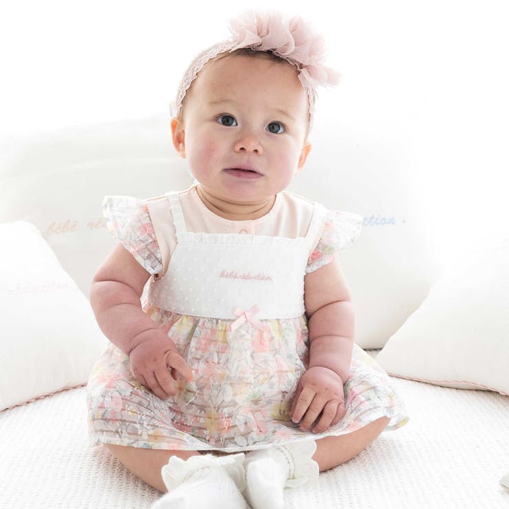 オーガンジー花柄プリントチュニック＋カバーオールセット(70~80cm) | fillot de bébé réduction | 詳細画像1 